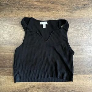 Topshop black v neck tank top ribbed
